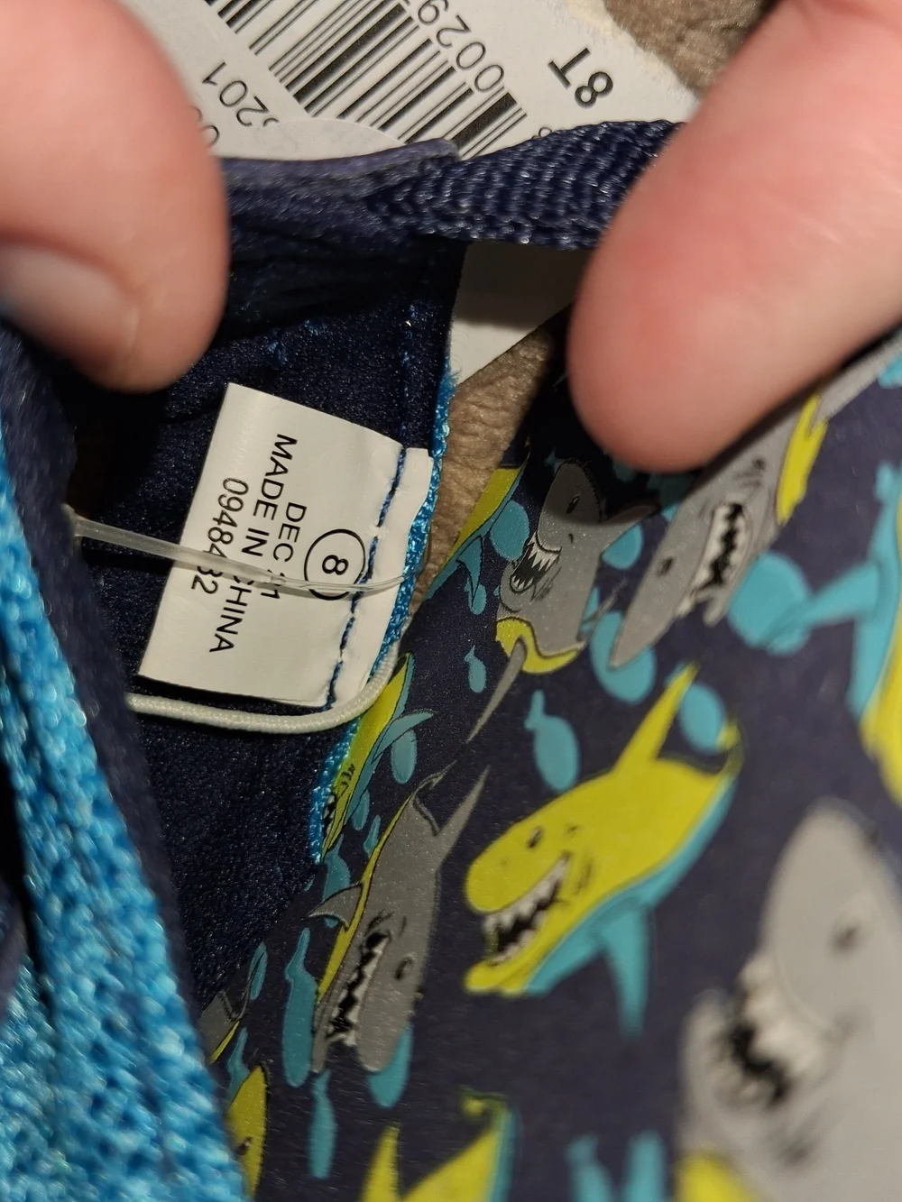 Kids Navy Shark Print Flip Flop Sandals 8T